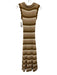 Size Est S Brown, Beige & Cream Polyester Blend Crochet Striped Sleeveless Dress Brown, Beige & Cream / Est S