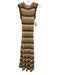 Size Est S Brown, Beige & Cream Polyester Blend Crochet Striped Sleeveless Dress Brown, Beige & Cream / Est S