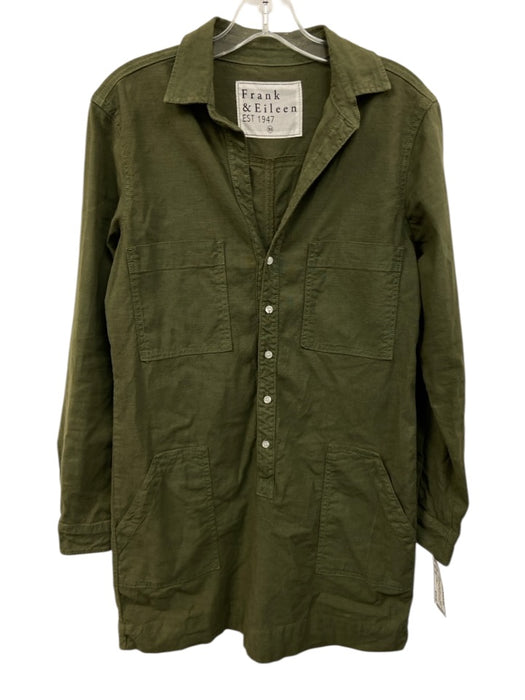 Frank & Eileen Size XS Olive Green Cotton Blend Long Sleeve 3/4 Button Dress Olive Green / XS