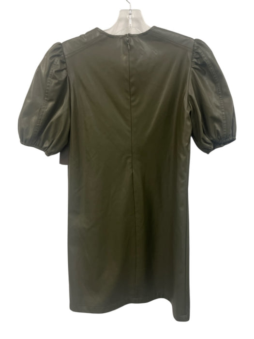 Hyacinth House Size XS Olive Green Faux Leather Polyester shift Back Zip Dress Olive Green / XS