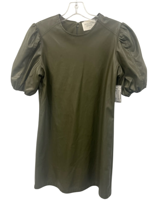 Hyacinth House Size XS Olive Green Faux Leather Polyester shift Back Zip Dress Olive Green / XS