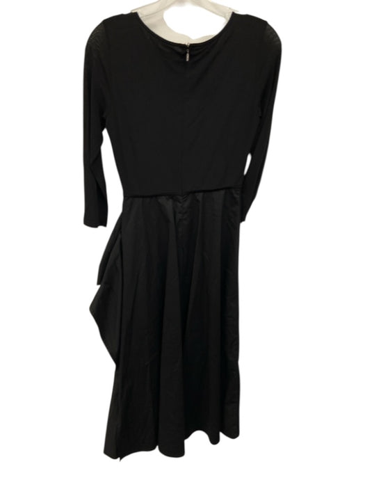Max Mara Size 4 Black Viscose Blend Fabric Block Long Sleeve Side Bow Midi Dress Black / 4
