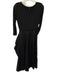Max Mara Size 4 Black Viscose Blend Fabric Block Long Sleeve Side Bow Midi Dress Black / 4