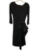 Max Mara Size 4 Black Viscose Blend Fabric Block Long Sleeve Side Bow Midi Dress Black / 4