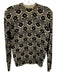 27 Miles Size S Black & White Cashmere Blend Knit Floral Gold Threading Sweater Black & White / S