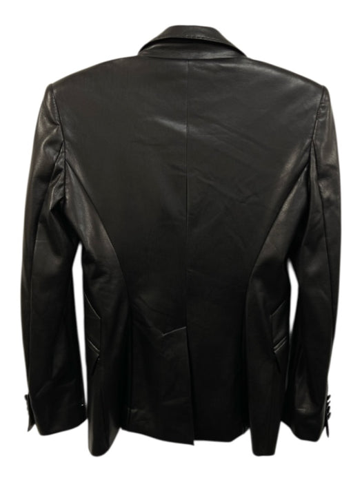Generation Love Size XS Black Faux Leather darted Top stitch One Button Jacket Black / XS