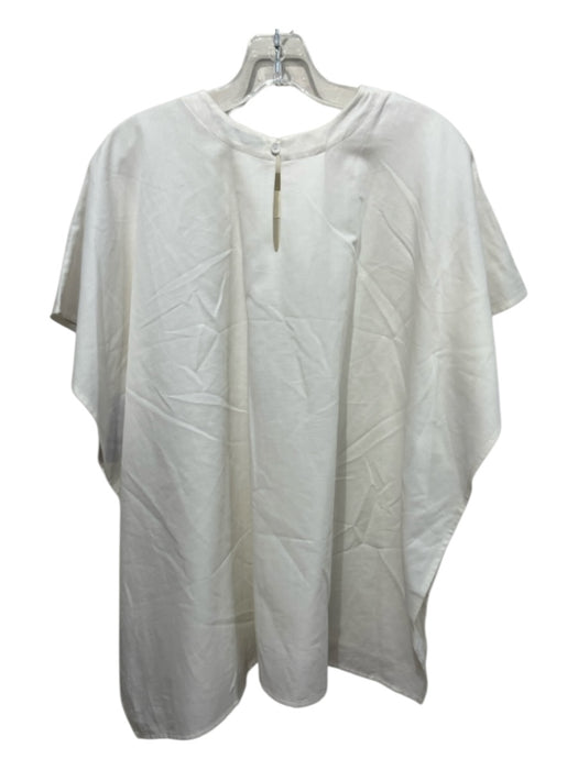 7115 by Szeki Size XS Off White COTTON & LINEN Cap Sleeve Round Neck Tunic Top Off White / XS
