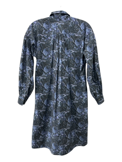 Ann Mashburn Size XS Navy Blue Cotton Abstract Butterflies Quarter Button Dress Navy Blue / XS