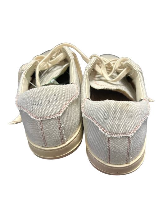 P448 Shoe Size 38 White Canvas Lace Up Almond Toe Sneaker Stitch detail Shoes White / 38