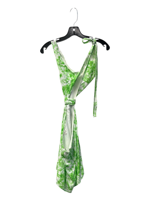 For Love & Lemons Size S Green & White Bamboo Open Back Knot Detail Dress Green & White / S