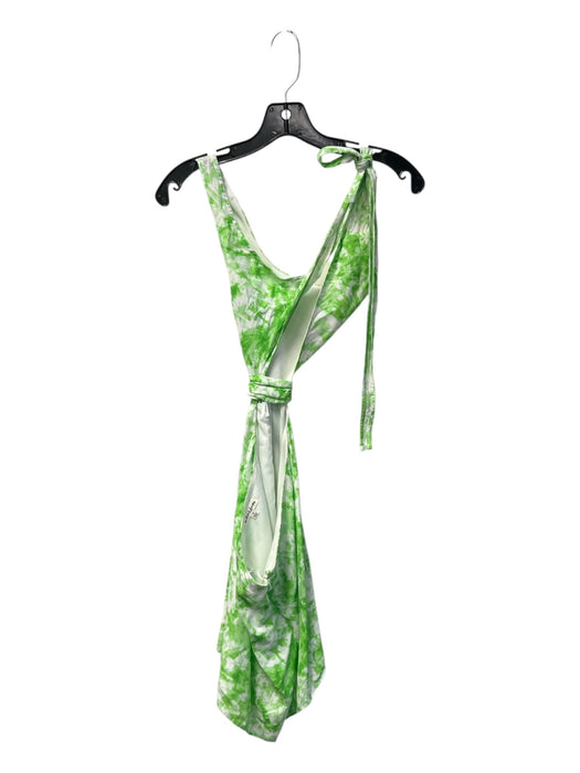 For Love & Lemons Size S Green & White Bamboo Open Back Knot Detail Dress Green & White / S