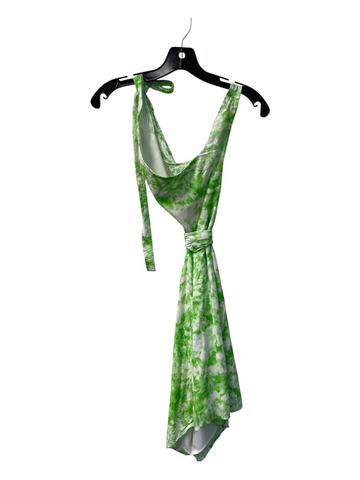 For Love & Lemons Size S Green & White Bamboo Open Back Knot Detail Dress Green & White / S
