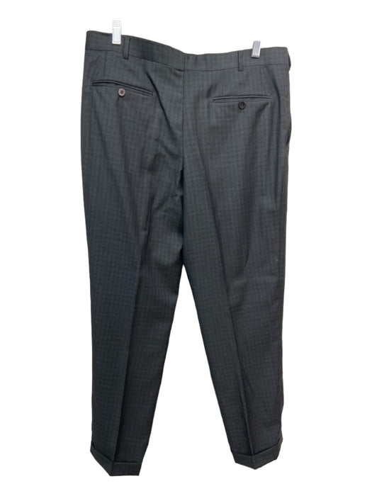 Isaia Dark Gray Wool Blend Plaid 2 Button Men's Suit 56