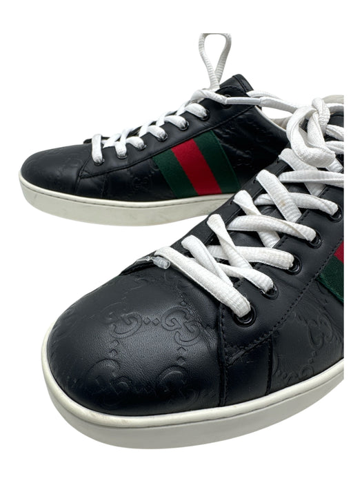 Gucci Shoe Size 10 Black Leather Guccissima Sneaker Men's Shoes Black / 10