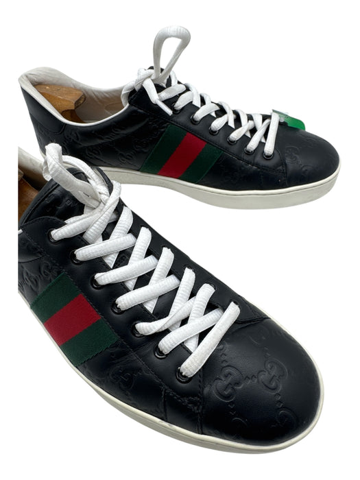 Gucci Shoe Size 10 Black Leather Guccissima Sneaker Men's Shoes Black / 10