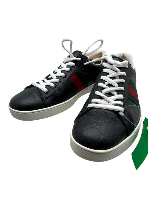 Gucci Shoe Size 10 Black Leather Guccissima Sneaker Men's Shoes Black / 10
