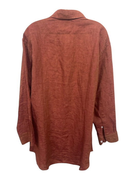 Giangi Size XL Red Linen Solid Button Up Spread Collar Men's Long Sleeve Shirt Red / XL