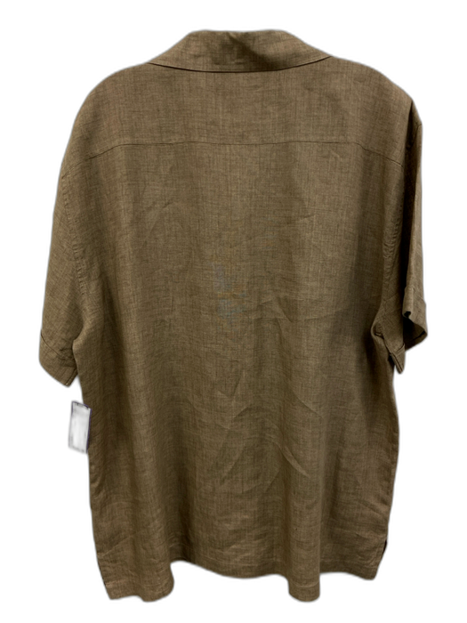 Frescobol Carioca Size XL Brown Linen Solid Button up Men's Short Sleeve Brown / XL