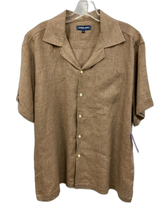 Frescobol Carioca Size XL Brown Linen Solid Button up Men's Short Sleeve Brown / XL