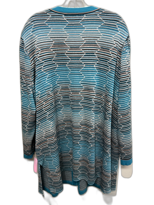 Ming wang Size 2X blue, tan, black Rayon Blend Stripe Shoulder Pads Cardigan blue, tan, black / 2X