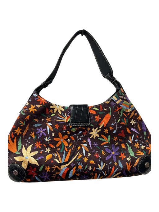 Pineda Covalin Brown & Multi Brocade Top Handle Magnetic Clasp Zip closure Bag Brown & Multi / M