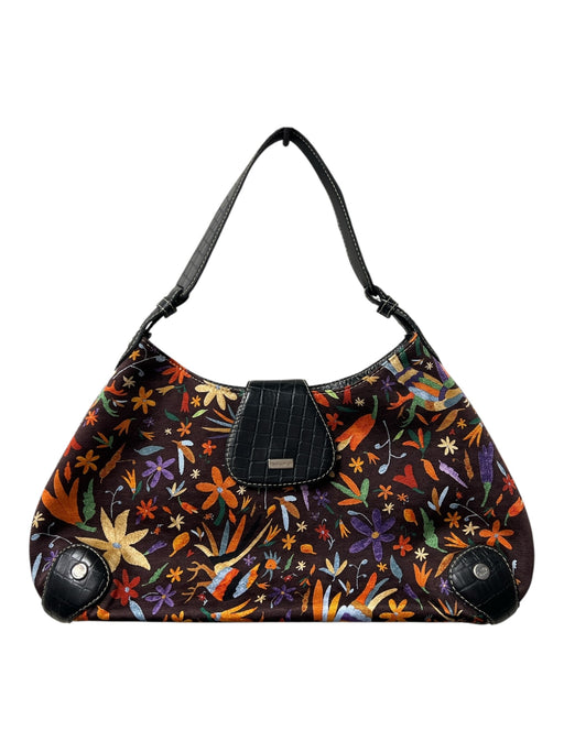 Pineda Covalin Brown & Multi Brocade Top Handle Magnetic Clasp Zip closure Bag Brown & Multi / M