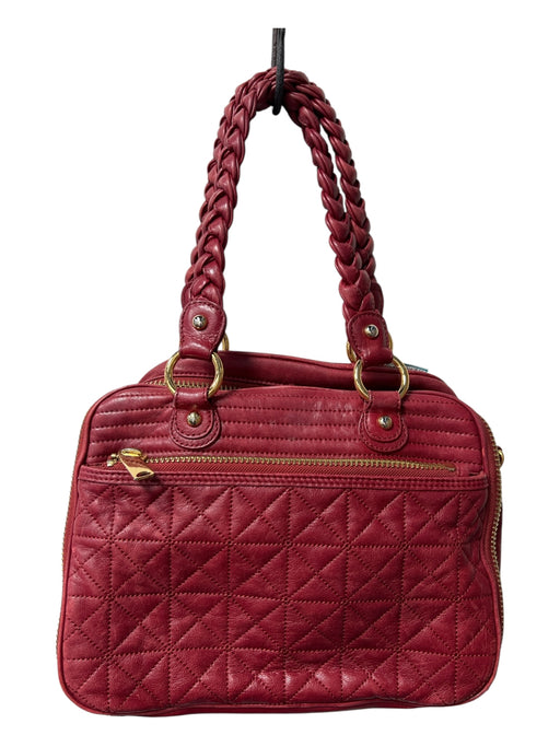 Cynthia Rowley Red Leather Braided Handle Gold Hardware Zip closure Quilted Bag Red / S