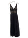 Aidan Mattox Size 0 Black Polyester Beaded Bodice Back Zip V Neck Tulle Gown Black / 0