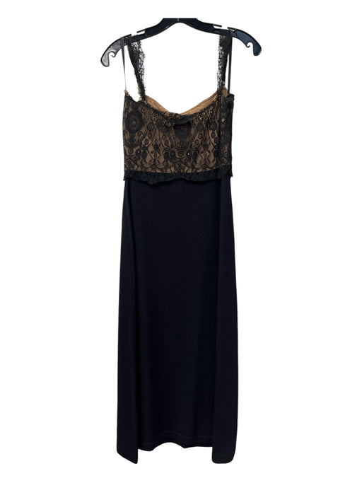 St John Evening Size 2 Black No Fabric Tag Lace Overlay Spaghetti Strap Dress Black / 2