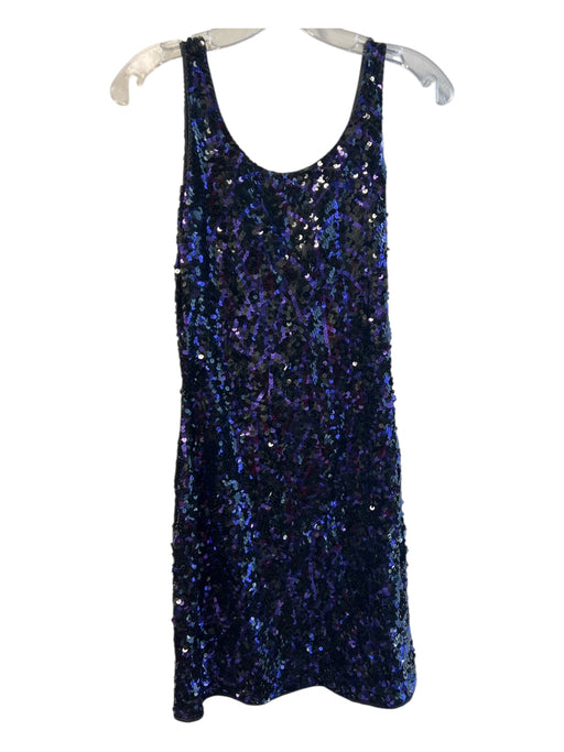 Felice Size Est XS Purple & Black Sequin Sleeveless Knee Length Round Neck Dress Purple & Black / Est XS