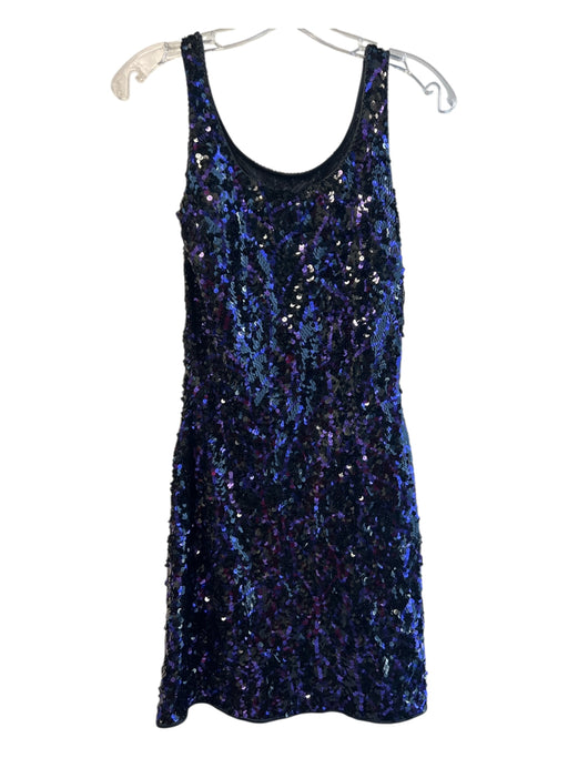 Felice Size Est XS Purple & Black Sequin Sleeveless Knee Length Round Neck Dress Purple & Black / Est XS
