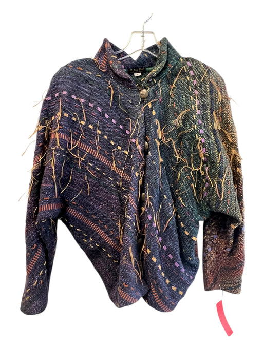 B. Jane Doub Size S Blue & Multi No Fabric Tag Shoulder Pad Cropped Jacket Blue & Multi / S