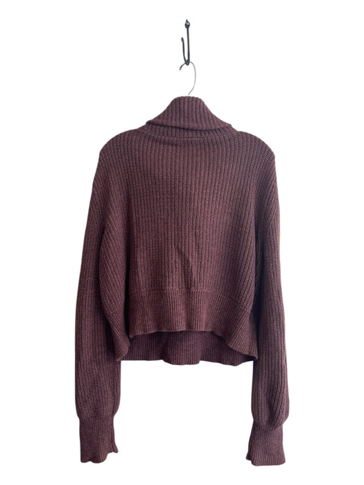 Varley Size Small Wine Cotton Ribbed Knit Long Sleeve Half Zip High Neck Sweater Wine / Small