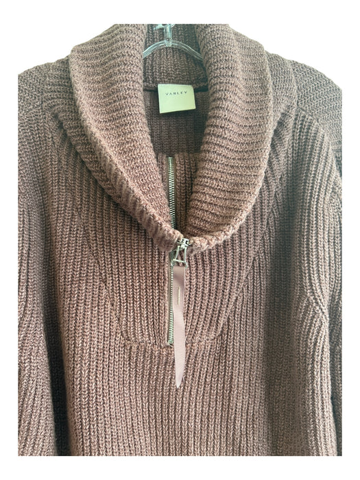 Varley Size Small Wine Cotton Ribbed Knit Long Sleeve Half Zip High Neck Sweater Wine / Small