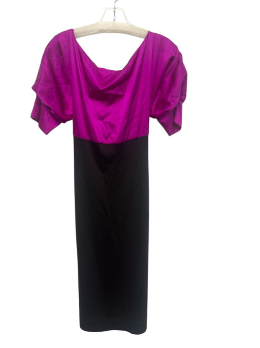 Diane Von Furstenberg Size 8 Pink & Brown Wool & Silk Colorblock Tie Front Dress Pink & Brown / 8