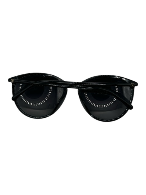 Chanel Black round Gold detail Cat Eye Sunglasses Black