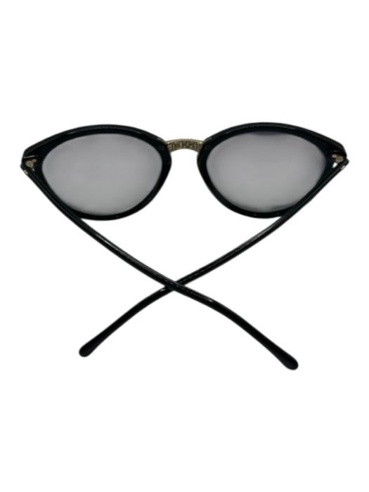 Chanel Black round Gold detail Cat Eye Sunglasses Black