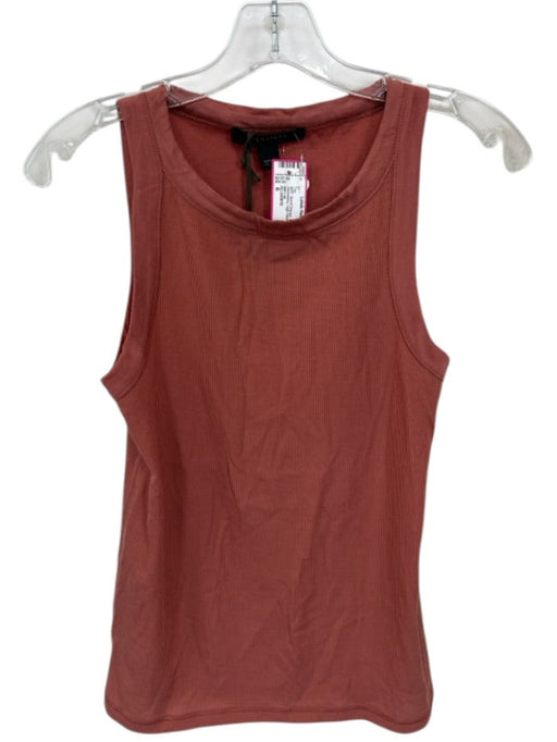ALLSAINTS Size 6 Burnt Orange Lyocell blend Sleeveless High Neck Ribbed Top Burnt Orange / 6