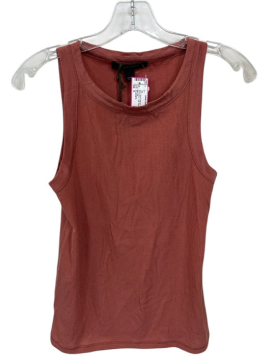 ALLSAINTS Size 6 Burnt Orange Lyocell blend Sleeveless High Neck Ribbed Top Burnt Orange / 6
