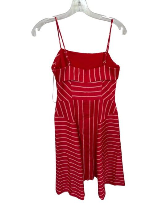 Banana Republic Size 0 Red & Orange & White Polyester Striped Midi Dress Red & Orange & White / 0