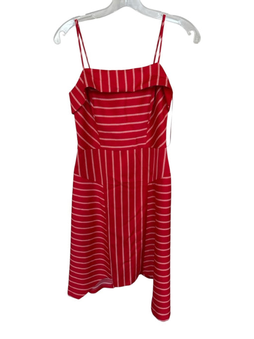 Banana Republic Size 0 Red & Orange & White Polyester Striped Midi Dress Red & Orange & White / 0