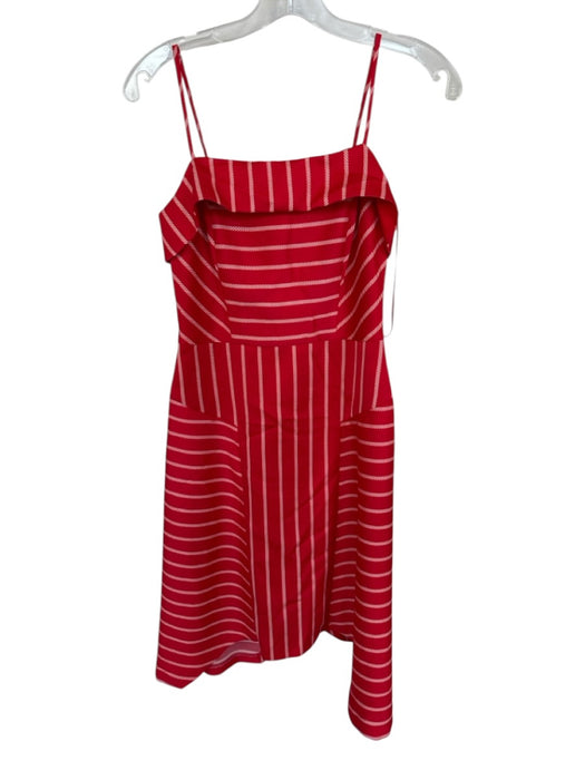 Banana Republic Size 0 Red & Orange & White Polyester Striped Midi Dress Red & Orange & White / 0