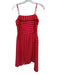 Banana Republic Size 0 Red & Orange & White Polyester Striped Midi Dress Red & Orange & White / 0