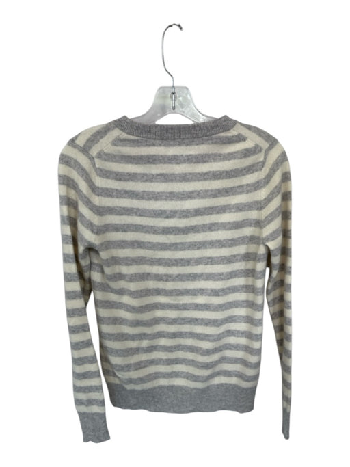 C & C Size M Grey & White Cashmere Striped Soft Sweater Grey & White / M