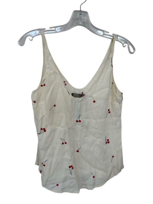 Reformation Size XS White & Red Viscose Blend Tank Cherries Flowy Top White & Red / XS