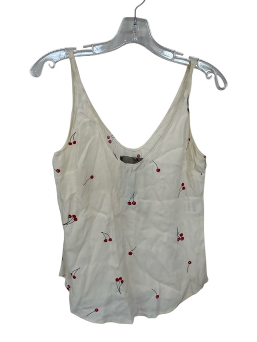 Reformation Size XS White & Red Viscose Blend Tank Cherries Flowy Top White & Red / XS