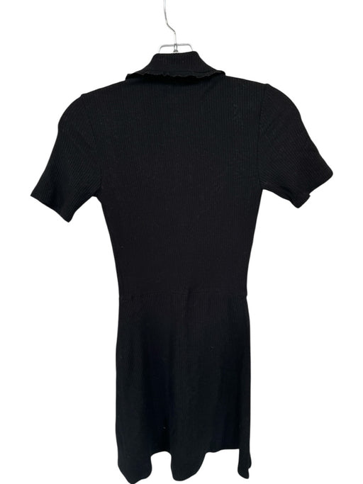 Reformation Size XS Black Tencel Blend Ribbed Mini Collared Buttons Dress Black / XS