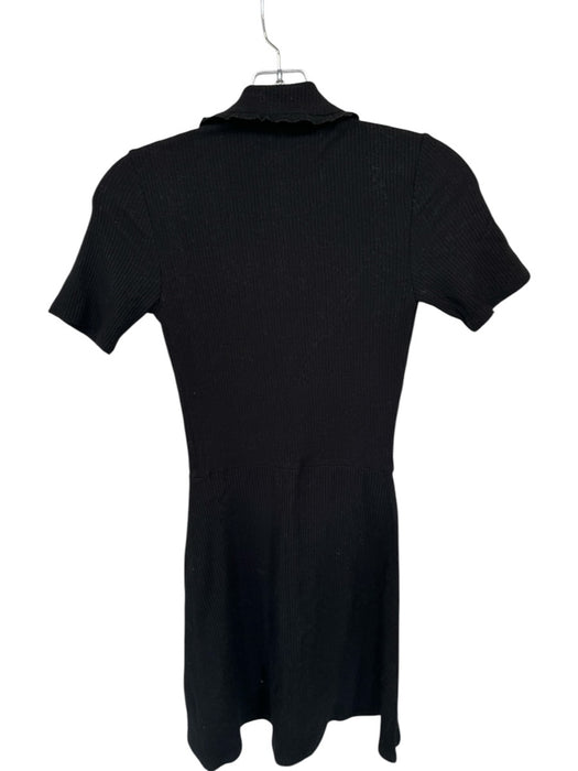 Reformation Size XS Black Tencel Blend Ribbed Mini Collared Buttons Dress Black / XS