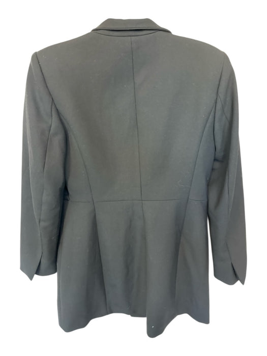 Zara Size M Black Polyester Blend Shoulder Pads Hook & Eye Knee Length Coat Black / M