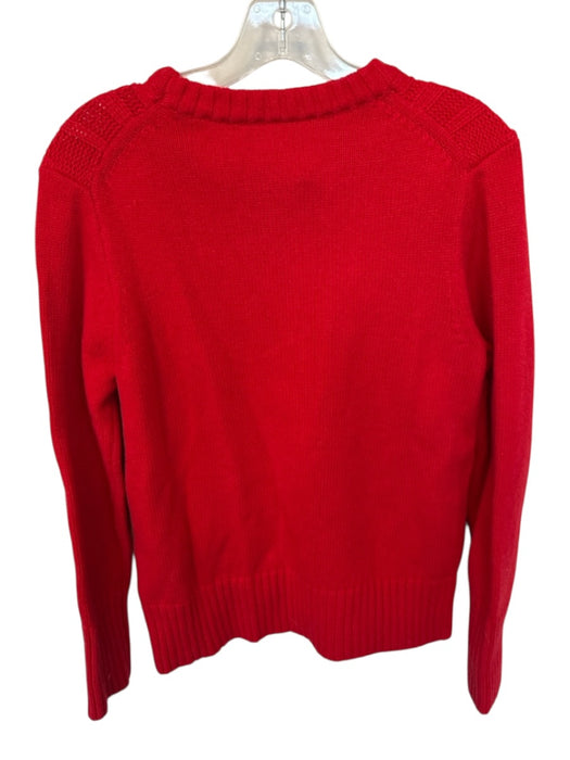 J. Crew Size M Red Wool Blend Long Sleeve Cable Knit Crew Neck Sweater Red / M